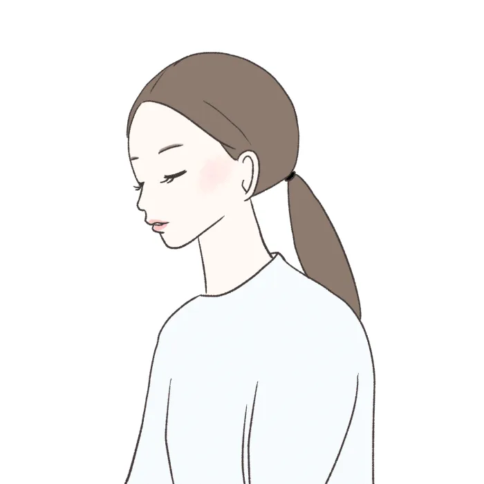 とりあえず結びました感があるポニーテールのNG例イラスト画像