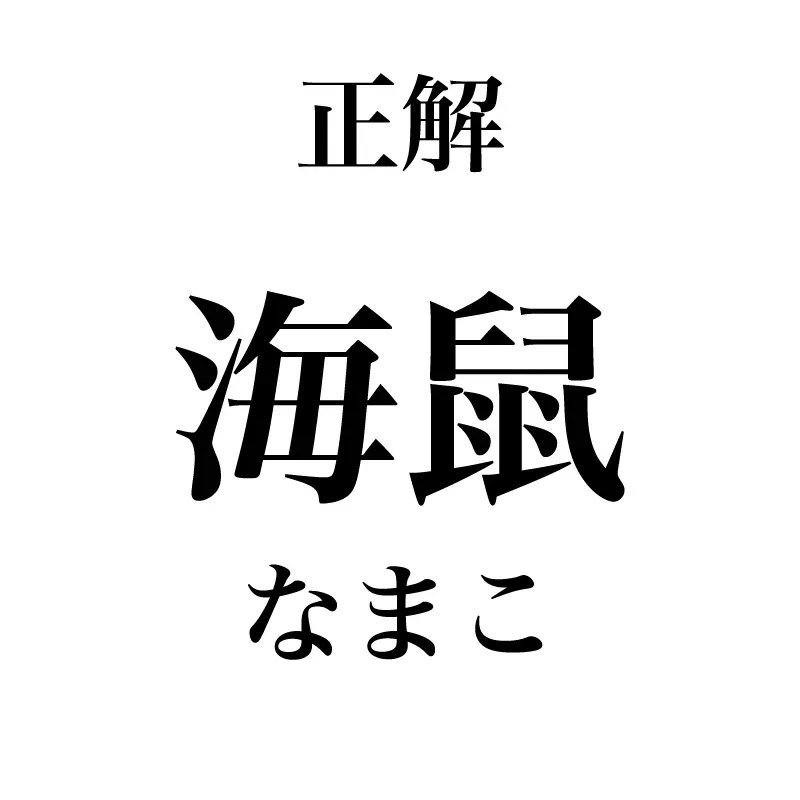 海鼠という漢字は「なまこ」と読むことが示されている