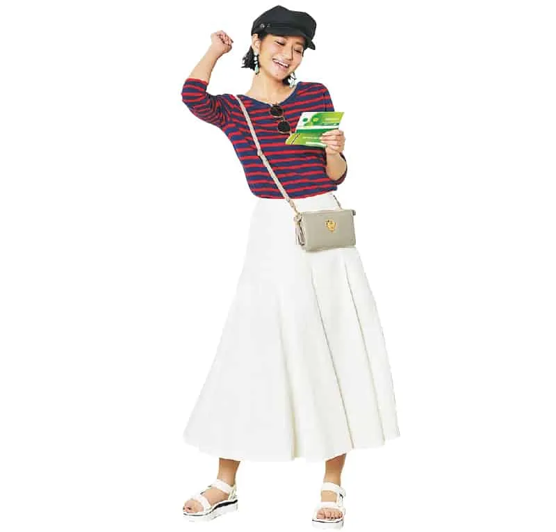 ボーダートップス × スポーツサンダルの大人カジュアルな雨の日デートコーデ