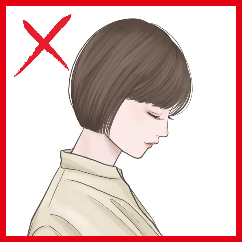 30代が老けみえしやすいぺたんこショートヘアのイラスト画像