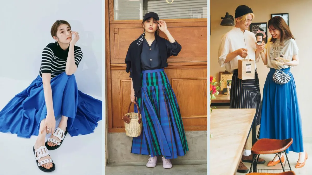 青スカートの夏コーデ