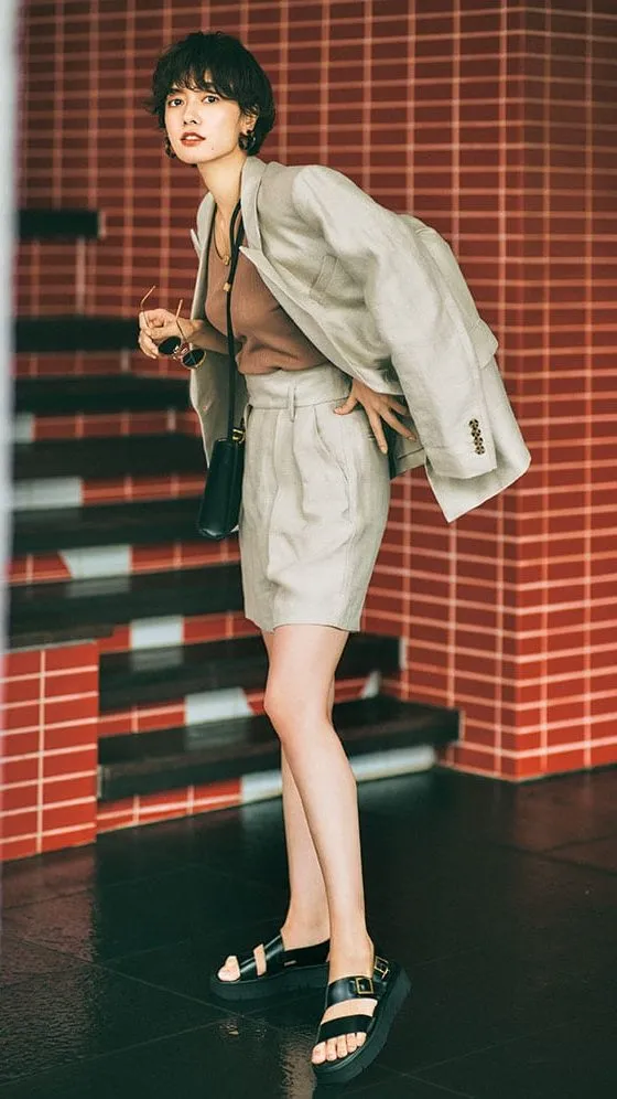 まっくんページ⛳Malbon 半袖シャツ×ショートパンツ ベージュコーデ まっくんページ⛳Malbon 半袖シャツ×ショートパンツ ベージュ