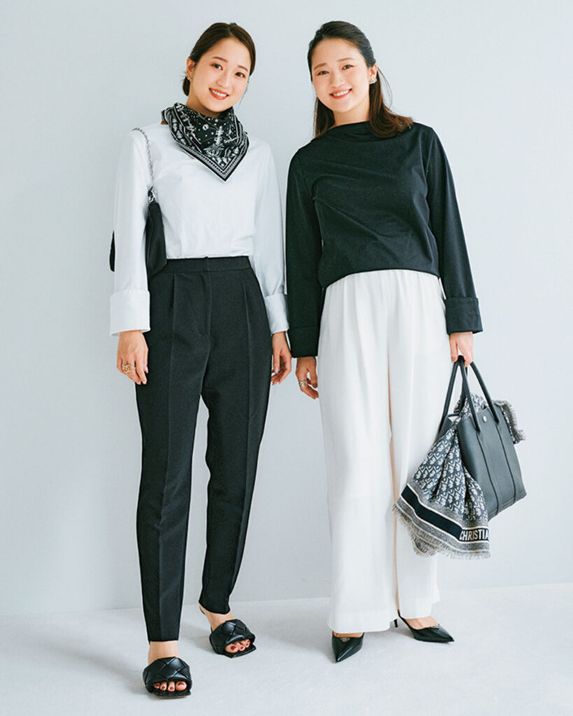 モノトーンの双子コーデ