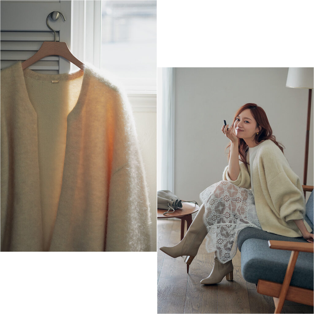 オーバーシルエットのカーディガンコーデ