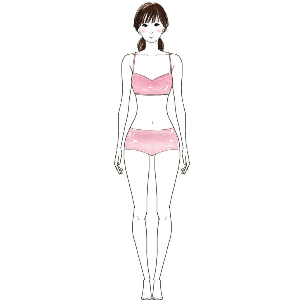骨格ウェーブの特徴がわかえいやすい女性の体のイラスト