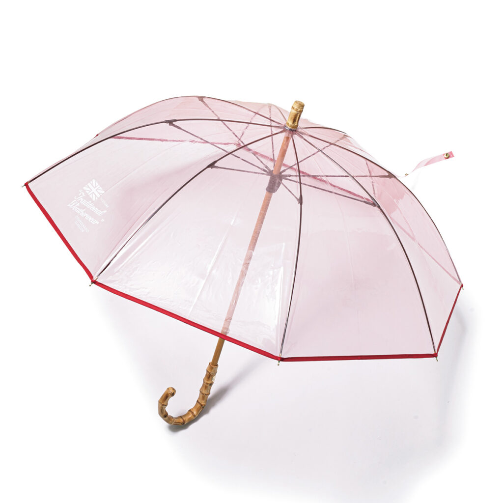 バンブーハンドルのクリア傘