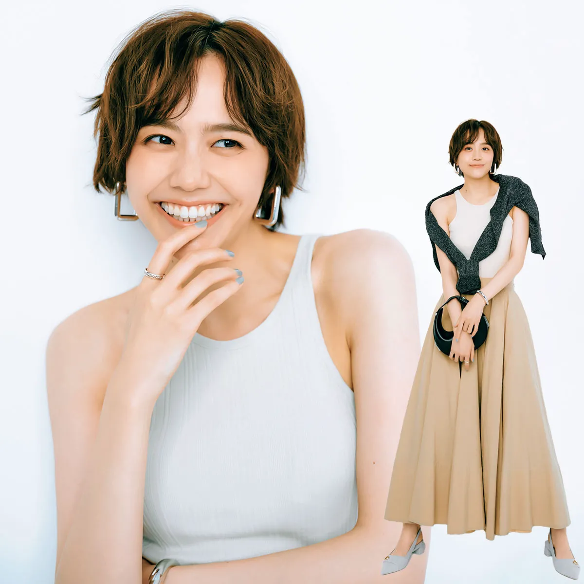 ホワイトのアメスリに軽やかに広がるスカートを合わせた夏におすすめのレディースコーデ