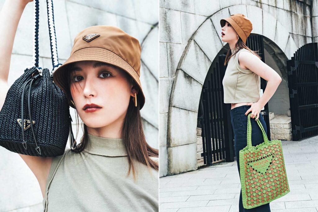 コンビネーショントートバッグ,クロシェ ミニ バゲットバッグ