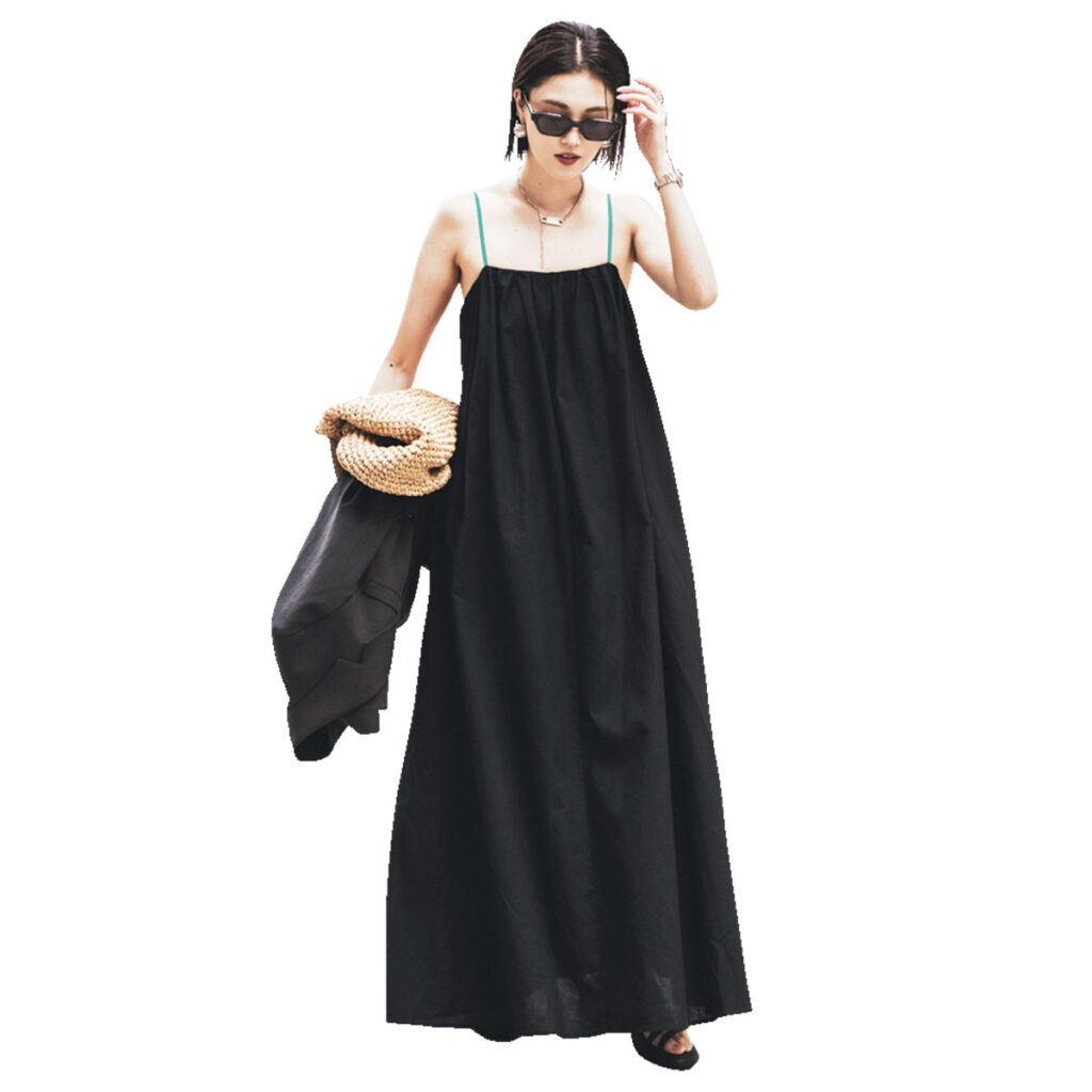 ロングワンピの空港コーデ