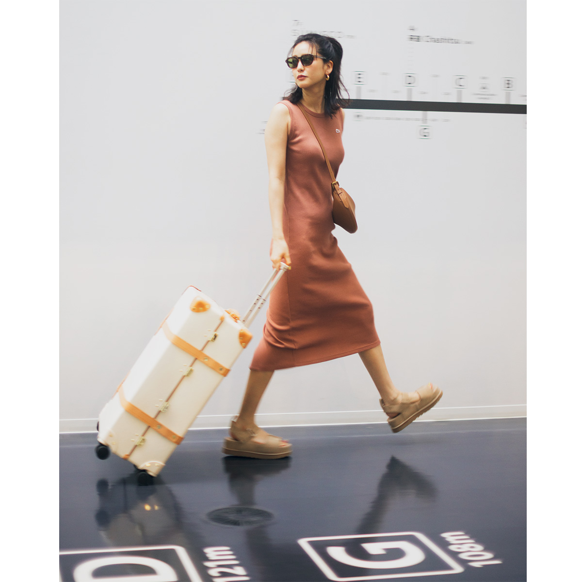 リブワンピの旅コーデ