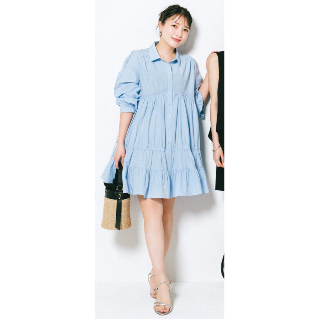 Aラインシャツワンピのコーデ