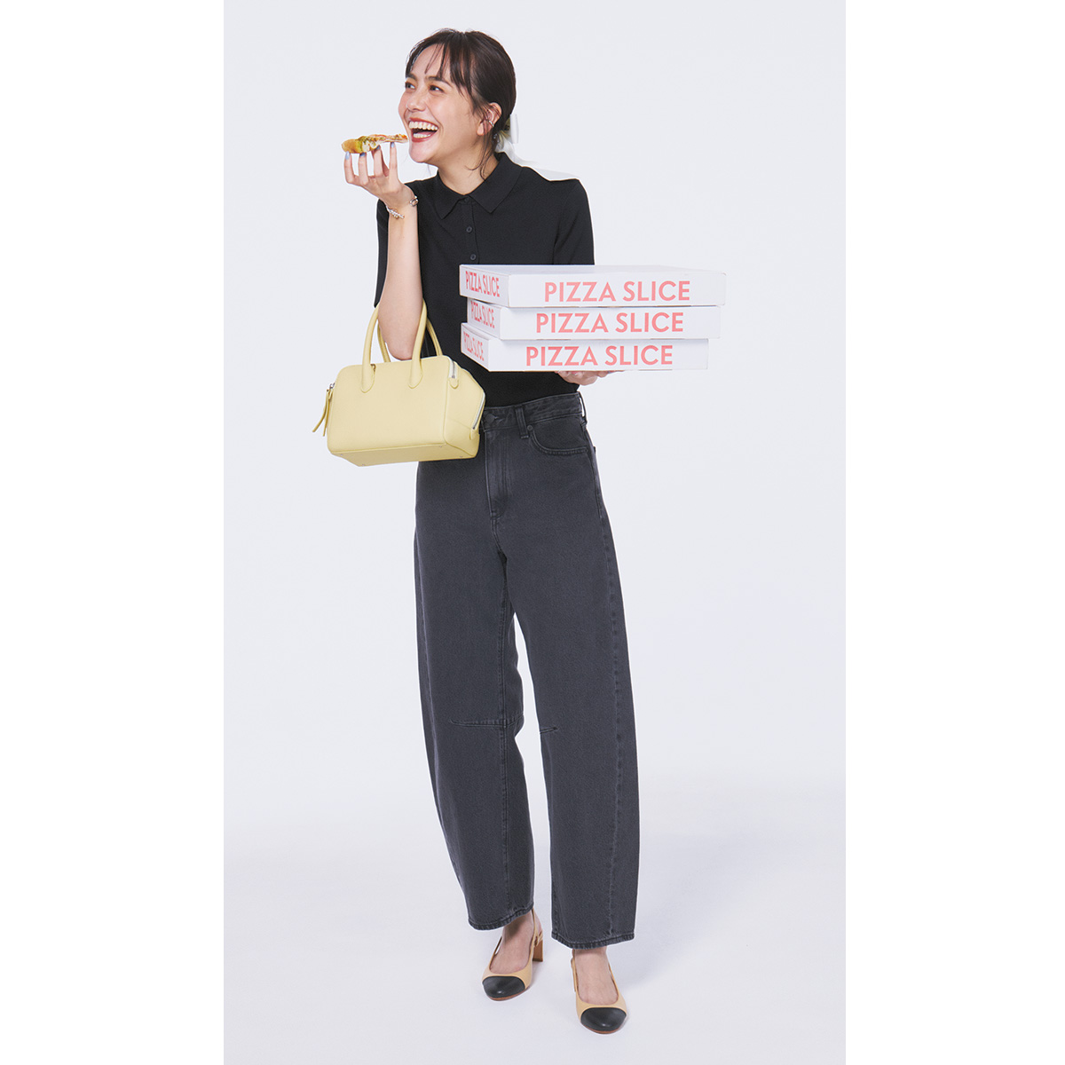 ユニクロのポロニットとゆったりデニムのコーデ