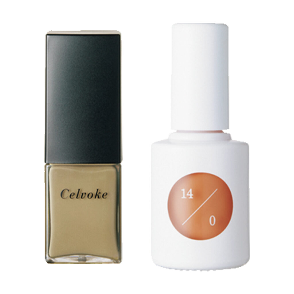 セルヴォークのクレイヴド ネイルポリッシュ 04 ,ukaのcolor base coat zero 14/0