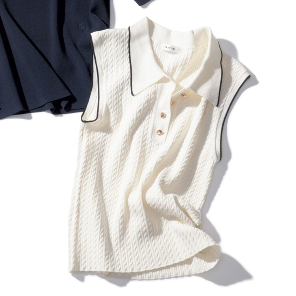 ノースリケーブルポロニット