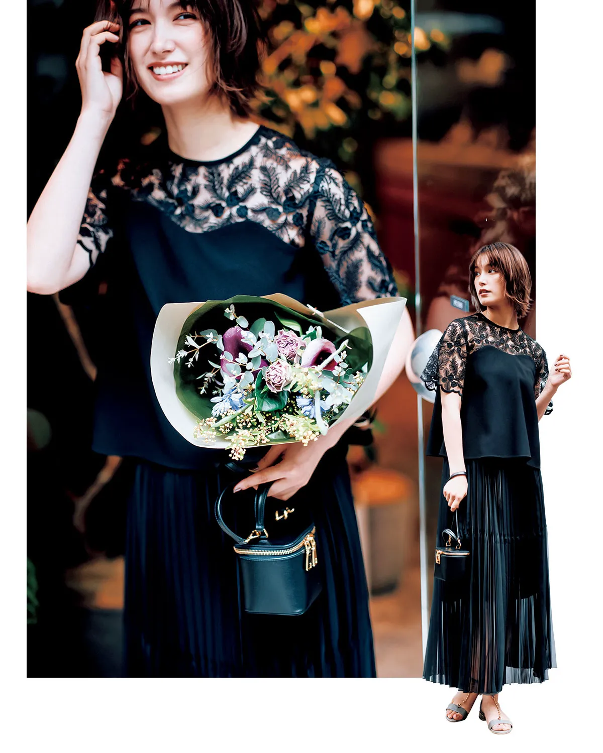 ブラックレースが涼しげな20代女性におすすめのお呼ばれコーデ