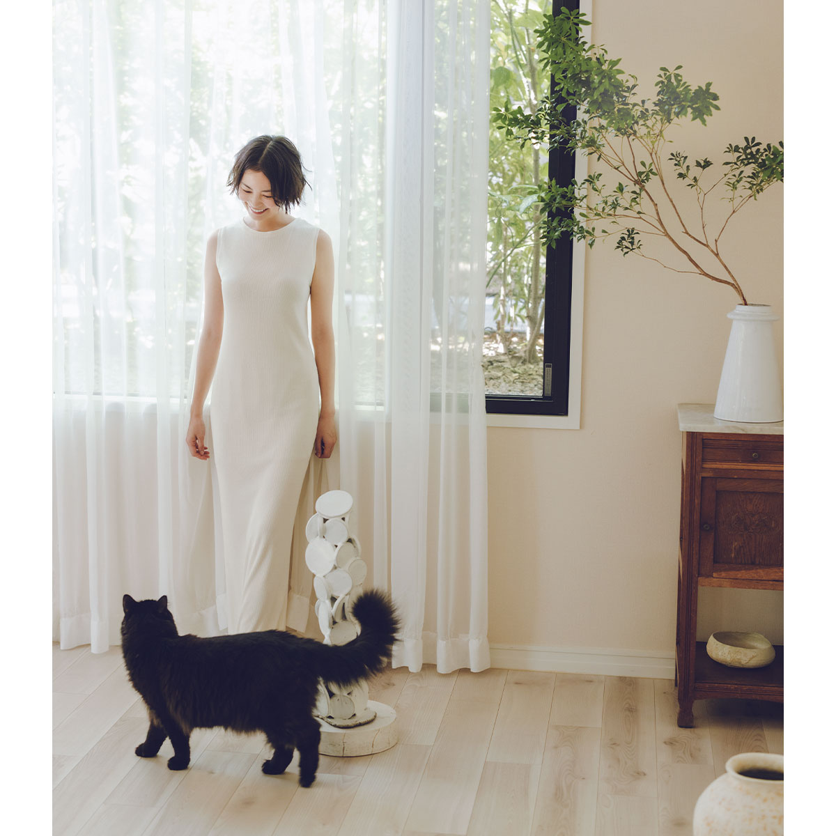 BIYOMAのニットワンピのコーデ