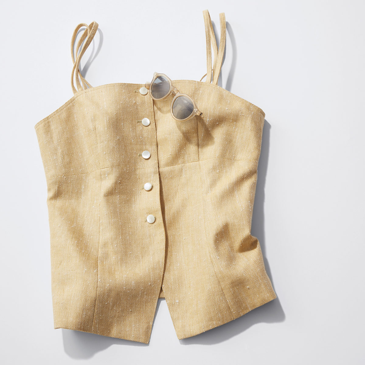 前ボタンのシルクコットンジレ