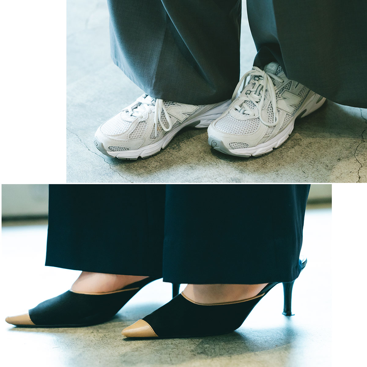 ニューバランスのスニーカー,黒のピンヒール