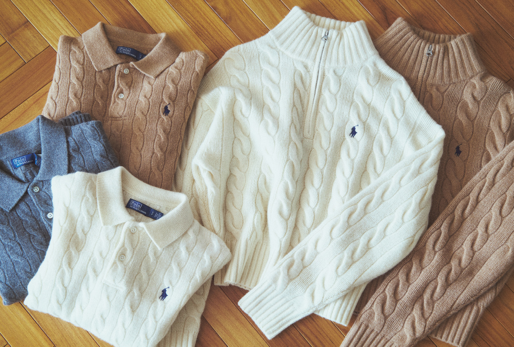 2025現行品⭐︎堀田茜さん着用⭐︎ラルフローレン⭐︎ケーブルニットコットンポロシャツ 2025現行品⭐︎堀田茜さん着用⭐︎ラルフローレン⭐︎ケーブル