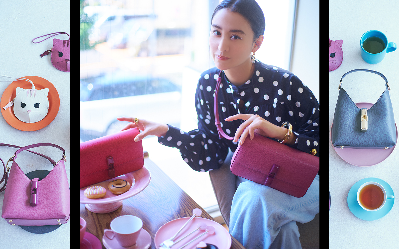 [極美品] YOKO CHAN ペプラム半袖トップス ピンクベージュ YOKO CHAN（ヨーコチャン） ペプラムドレス（ブラック×ピンク