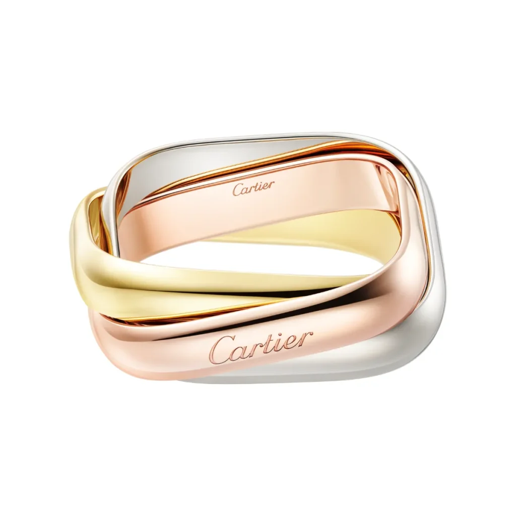 カルティエの「トリニティ」クッション リング。