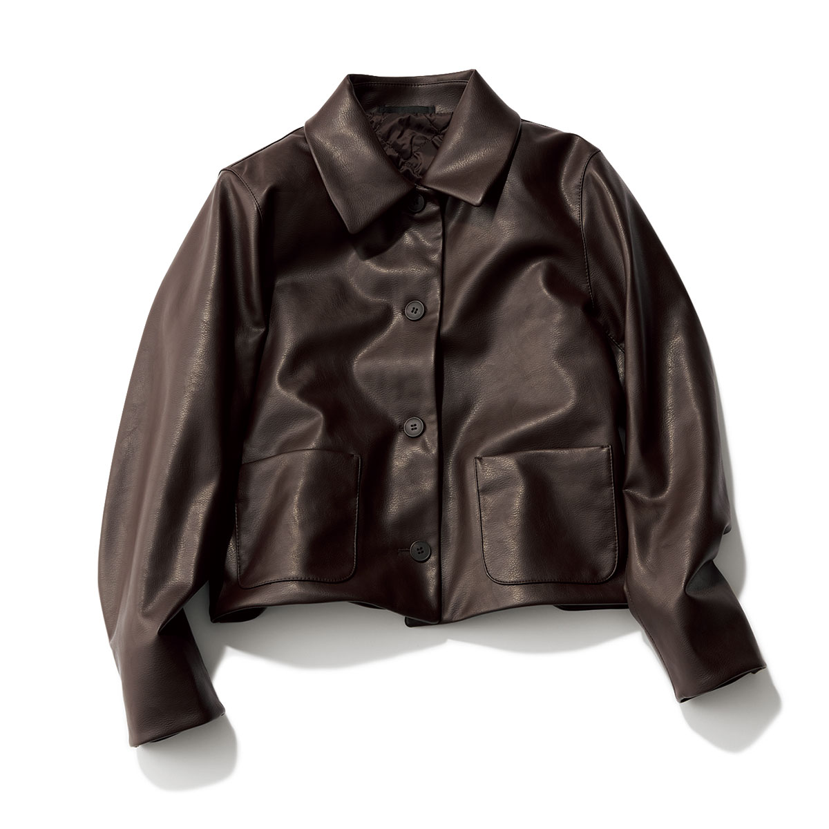 ユニクロのブラウンレザージャケット