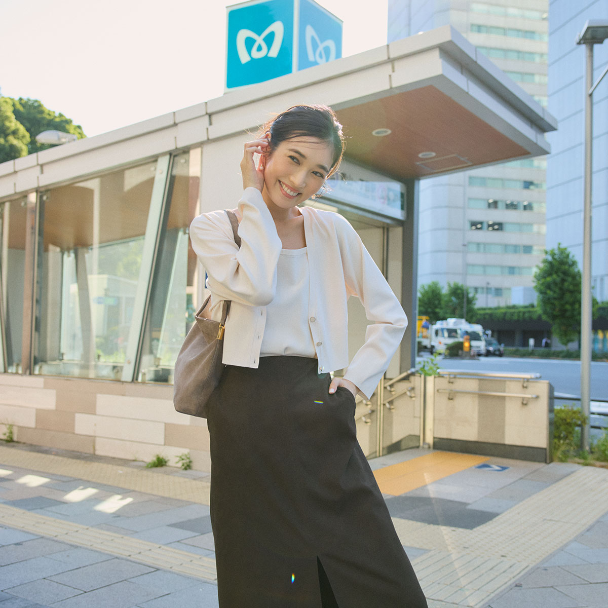 ニットアンサンブルのコーデ