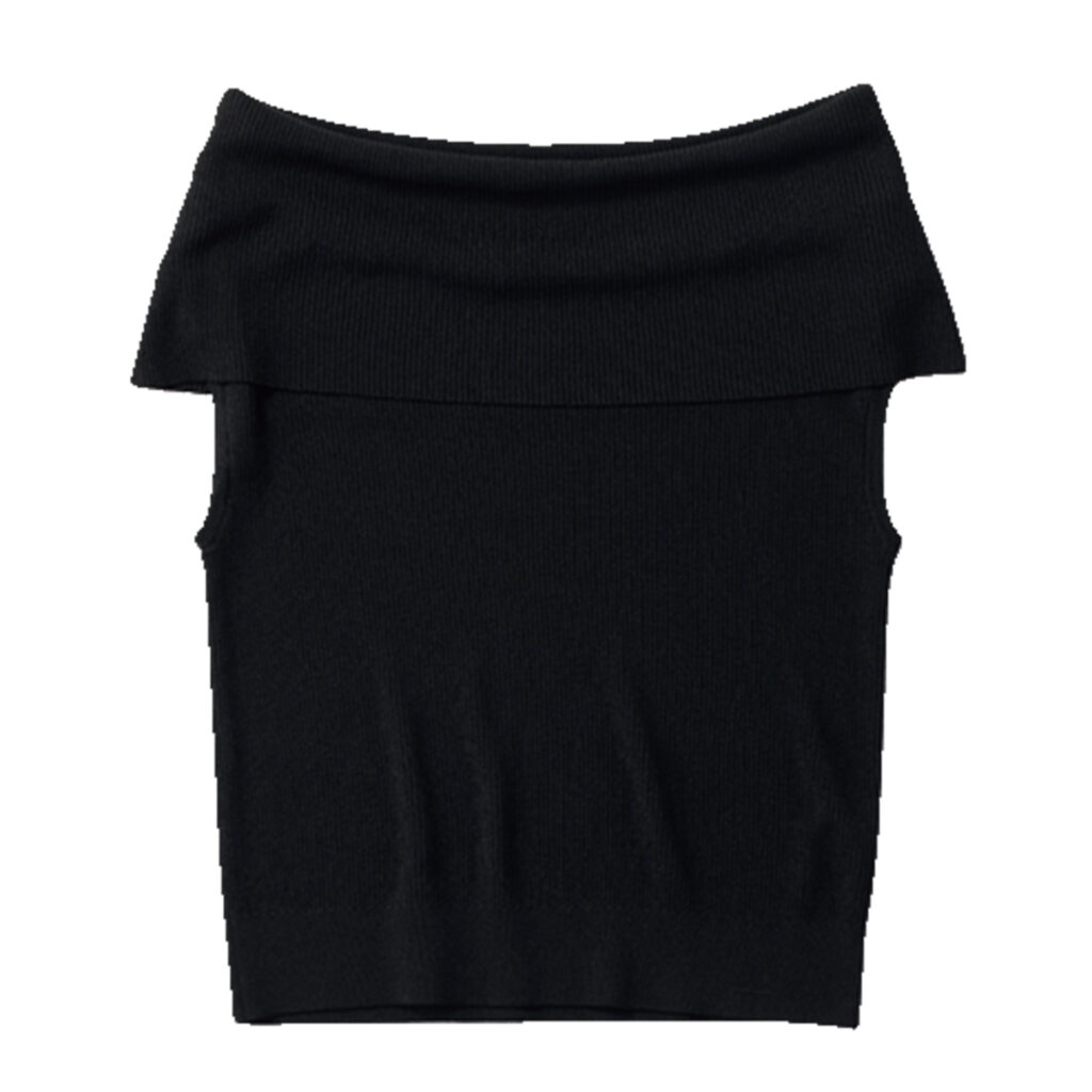 オフショルリブニット