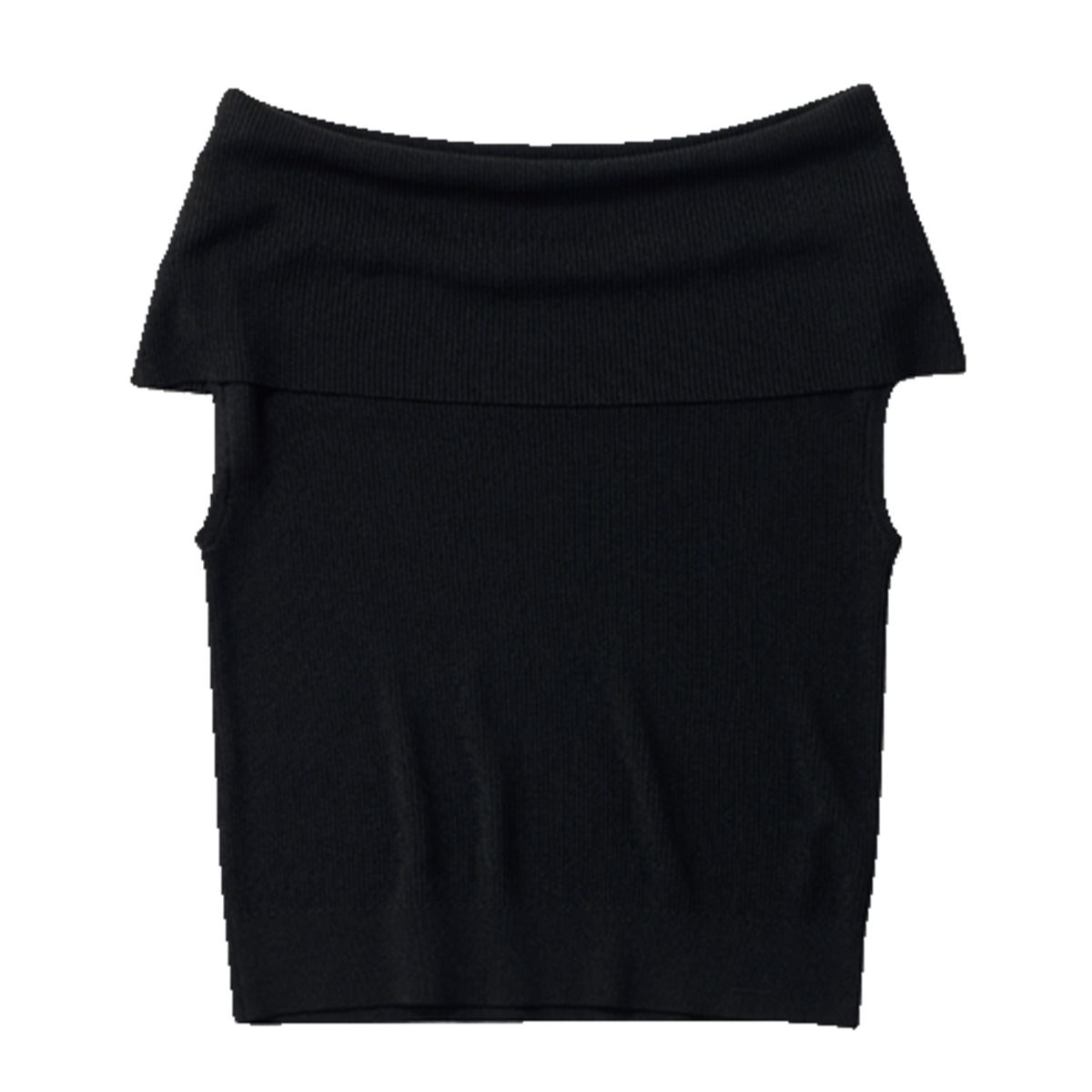 オフショルリブニット