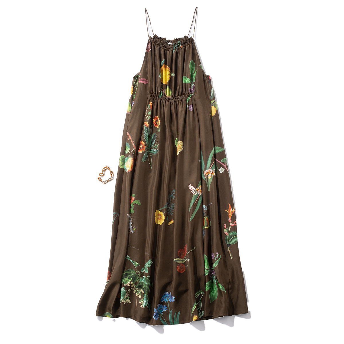 ボタニカルプリントのキャミワンピース