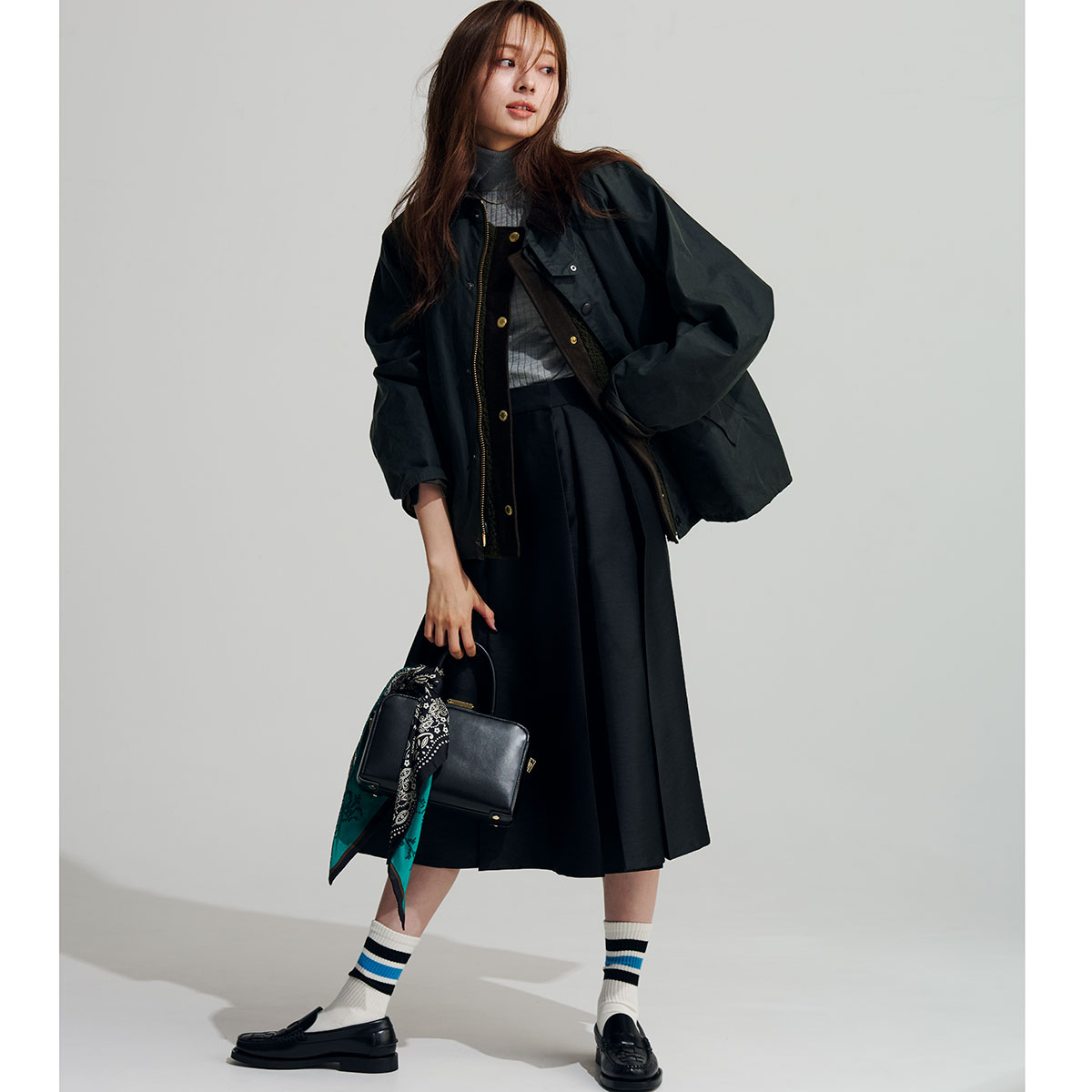 Barbourのトランスポートのコーデ