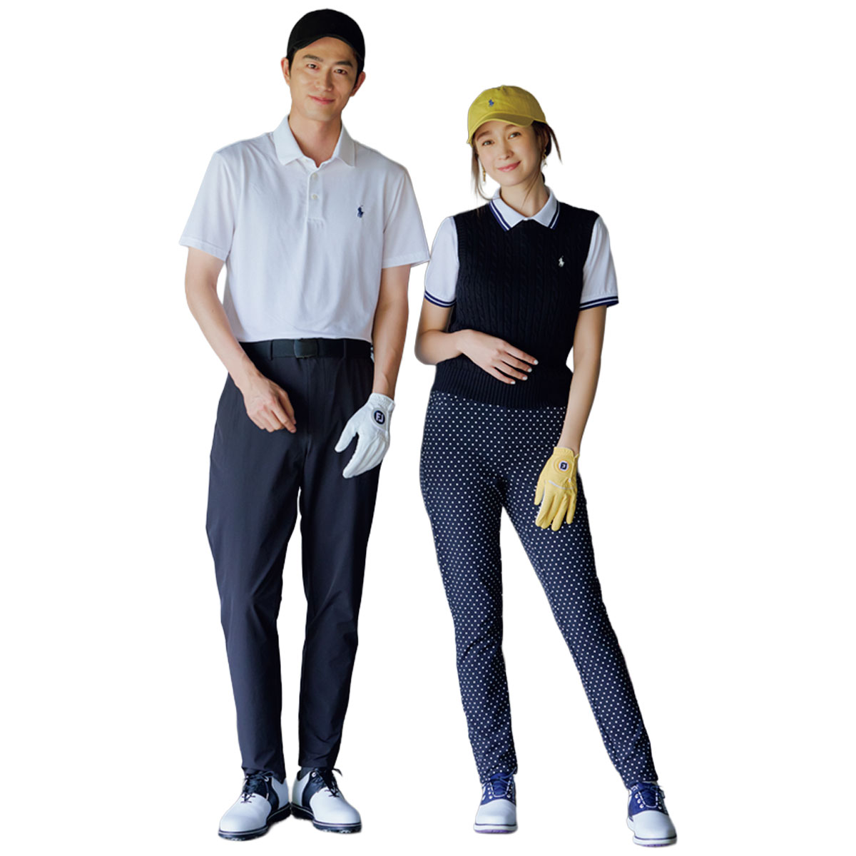 モノトーンのリンクゴルフコーデ,ポロのゴルフコーデ