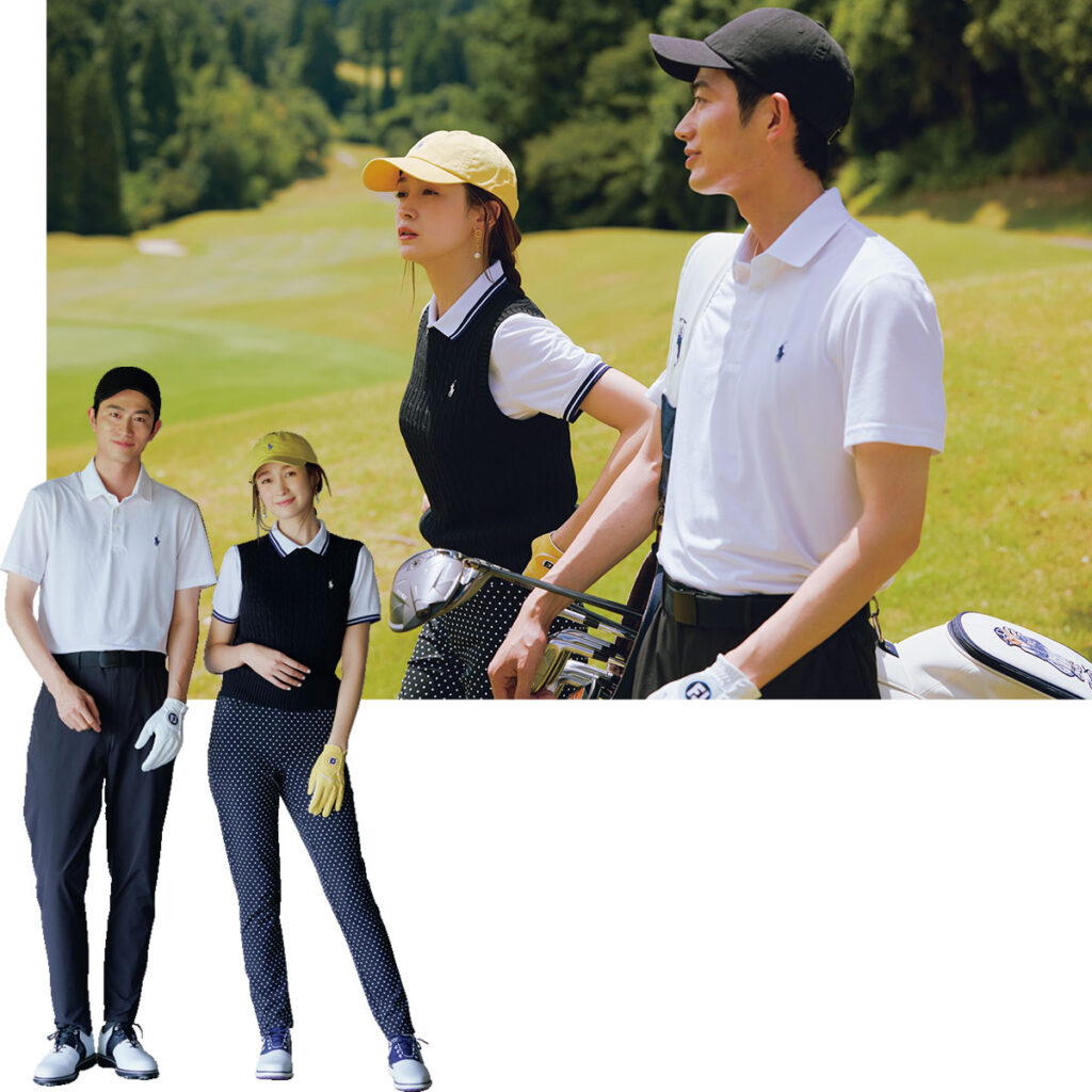 モノトーンのゴルフコーデ