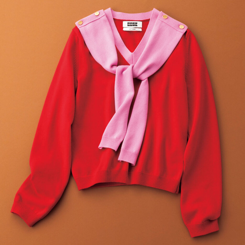 赤とピンクのドッキングニット