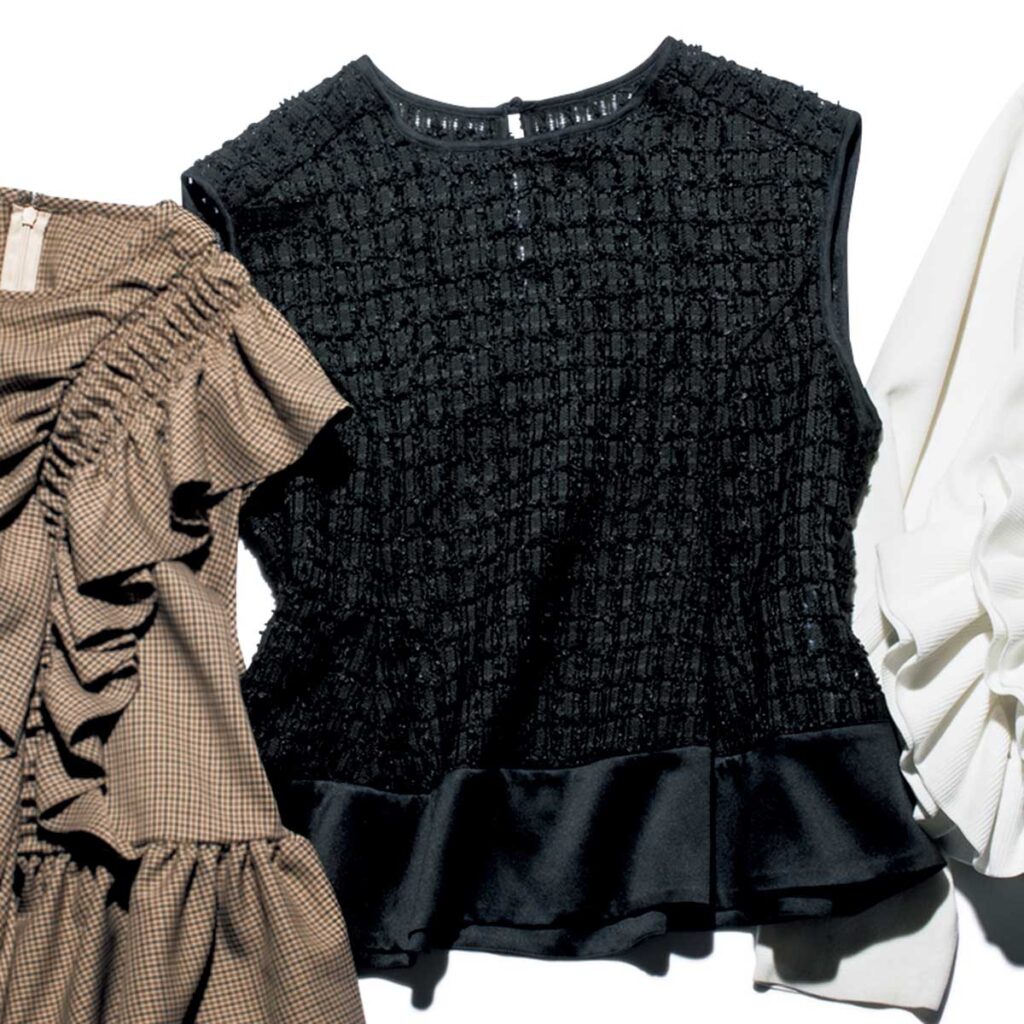 ジャガード素材のチェック柄トップス