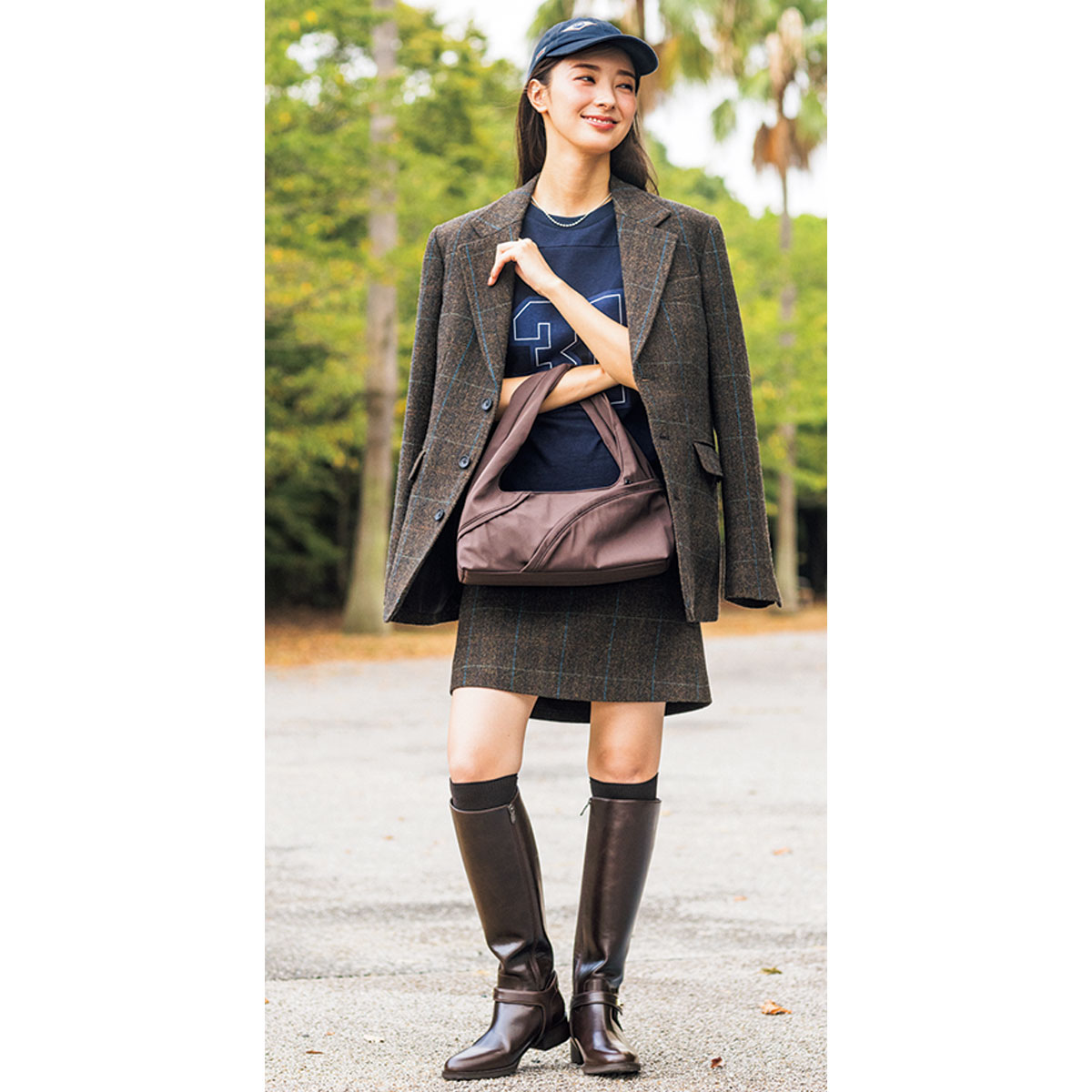 ジャコット＋ミニのセットアップにキャップやナンバーTのアクティブコーデ