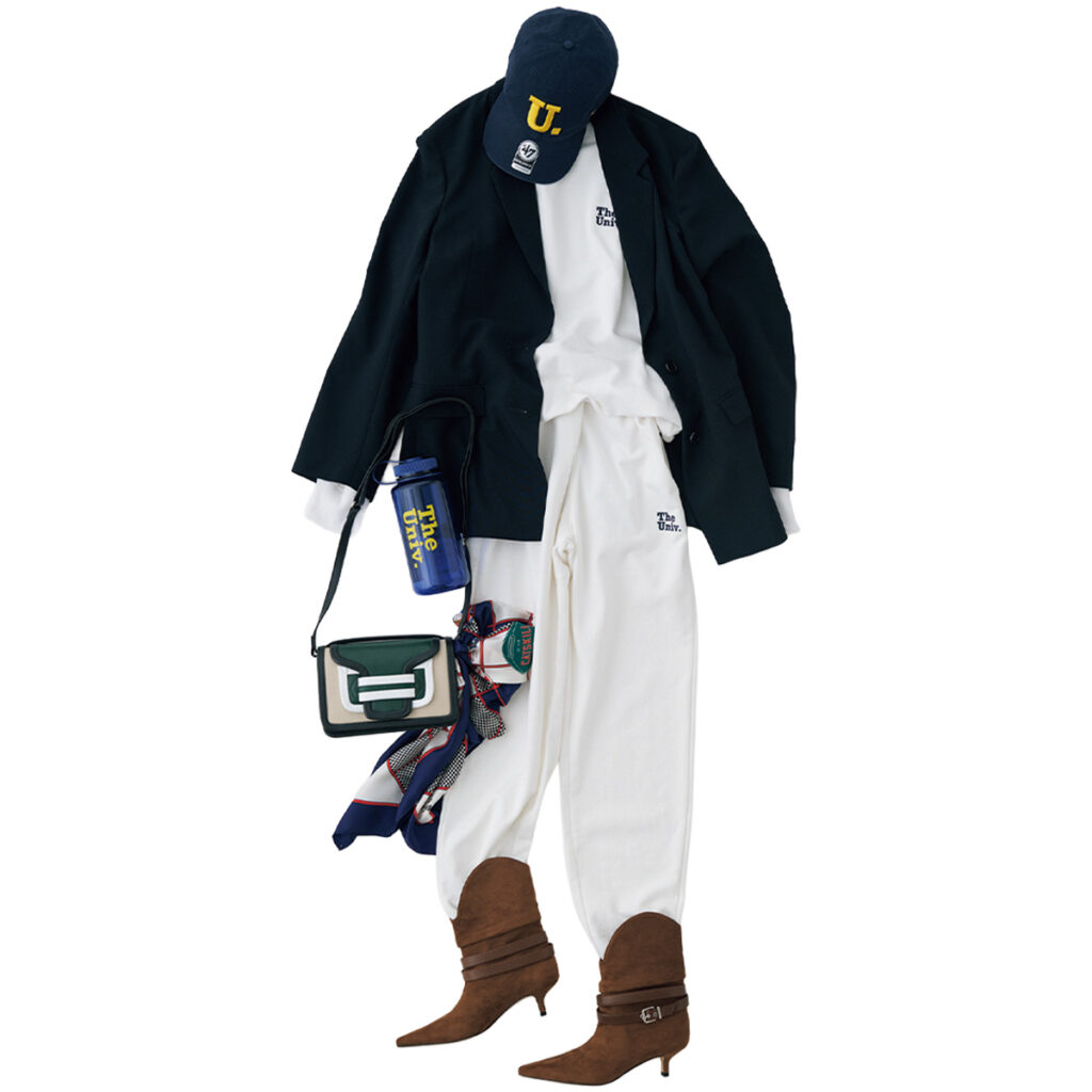 スウェットパンツとジャケットのコーデ