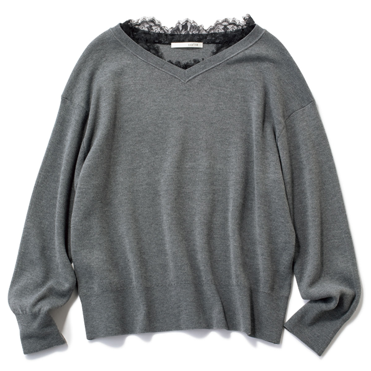 衿レース付きニット