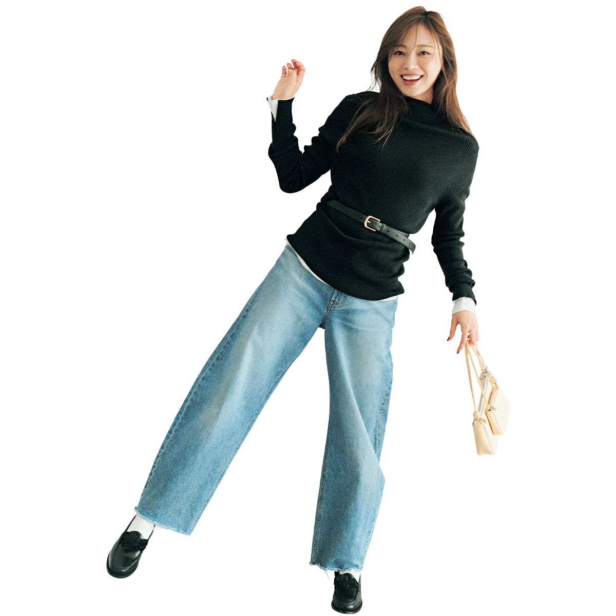 黒タートルとデニムのコーデ