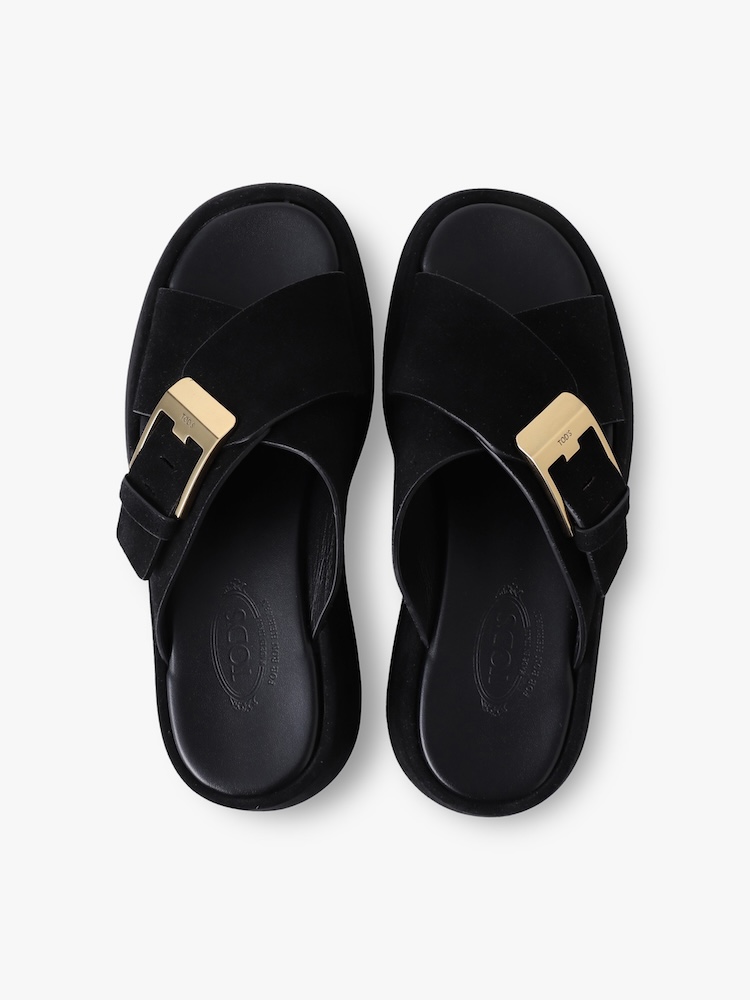 トッズのロンハーマン別注サンダル　スエード　ブラック