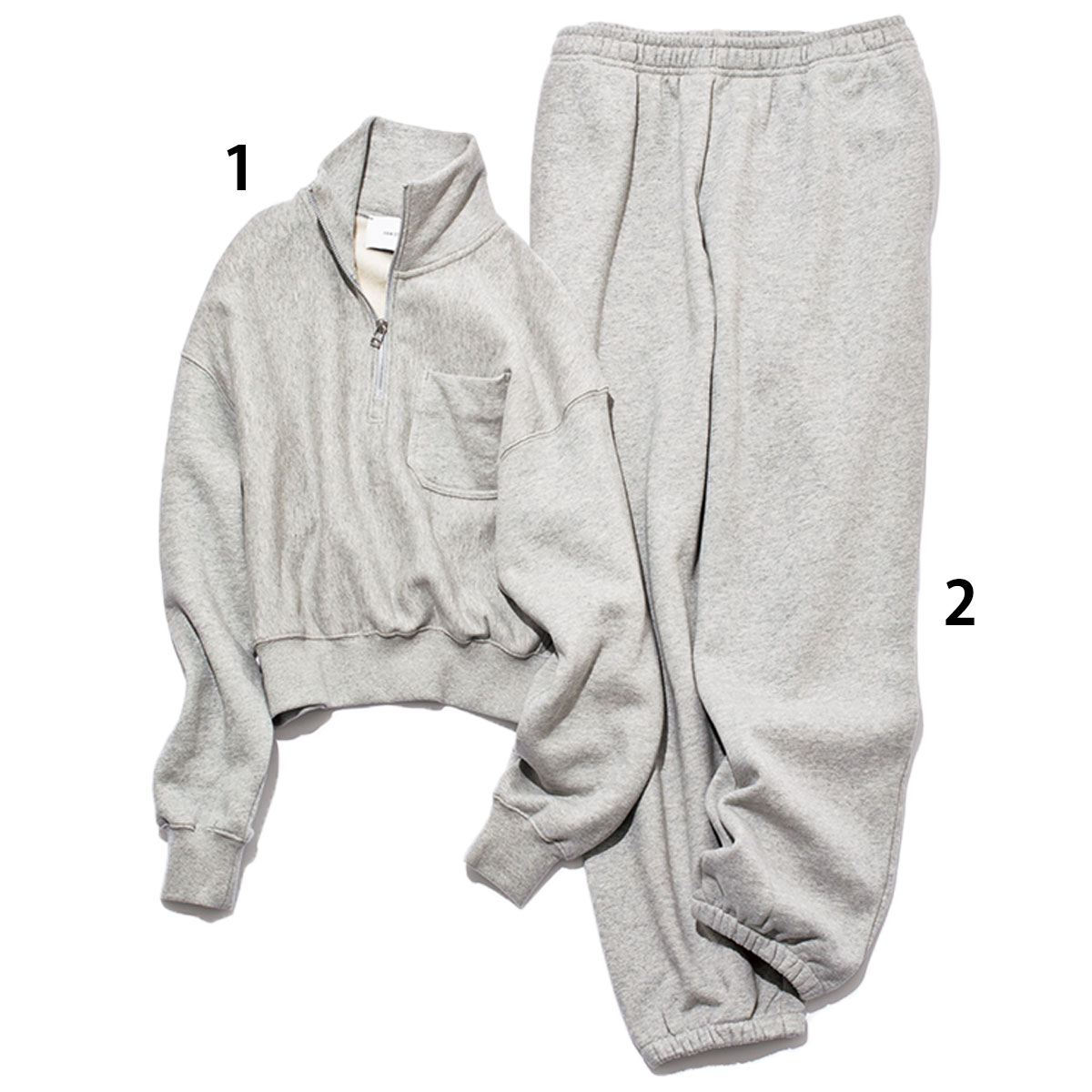 ハーフシップスウェットトップスとスウェットパンツ