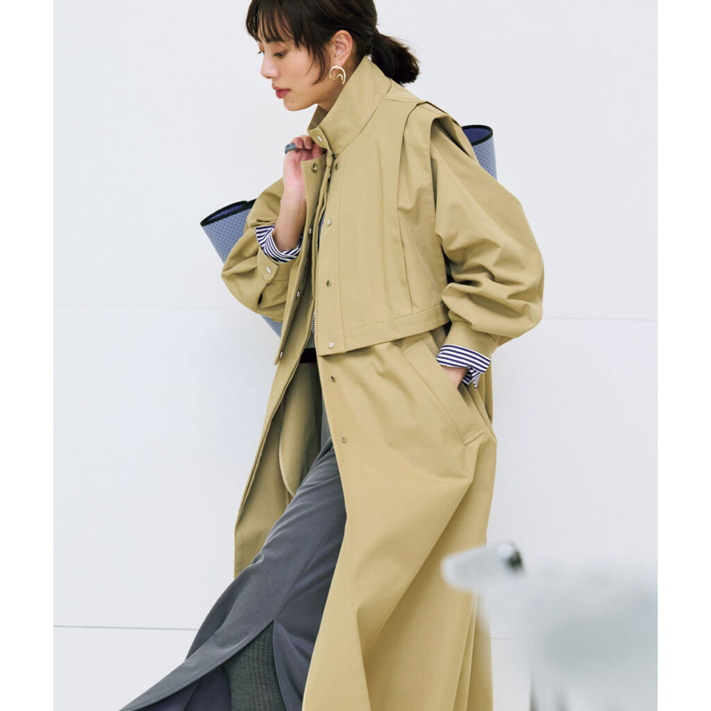 マルチWAYスタンドカラーコートのコーデ