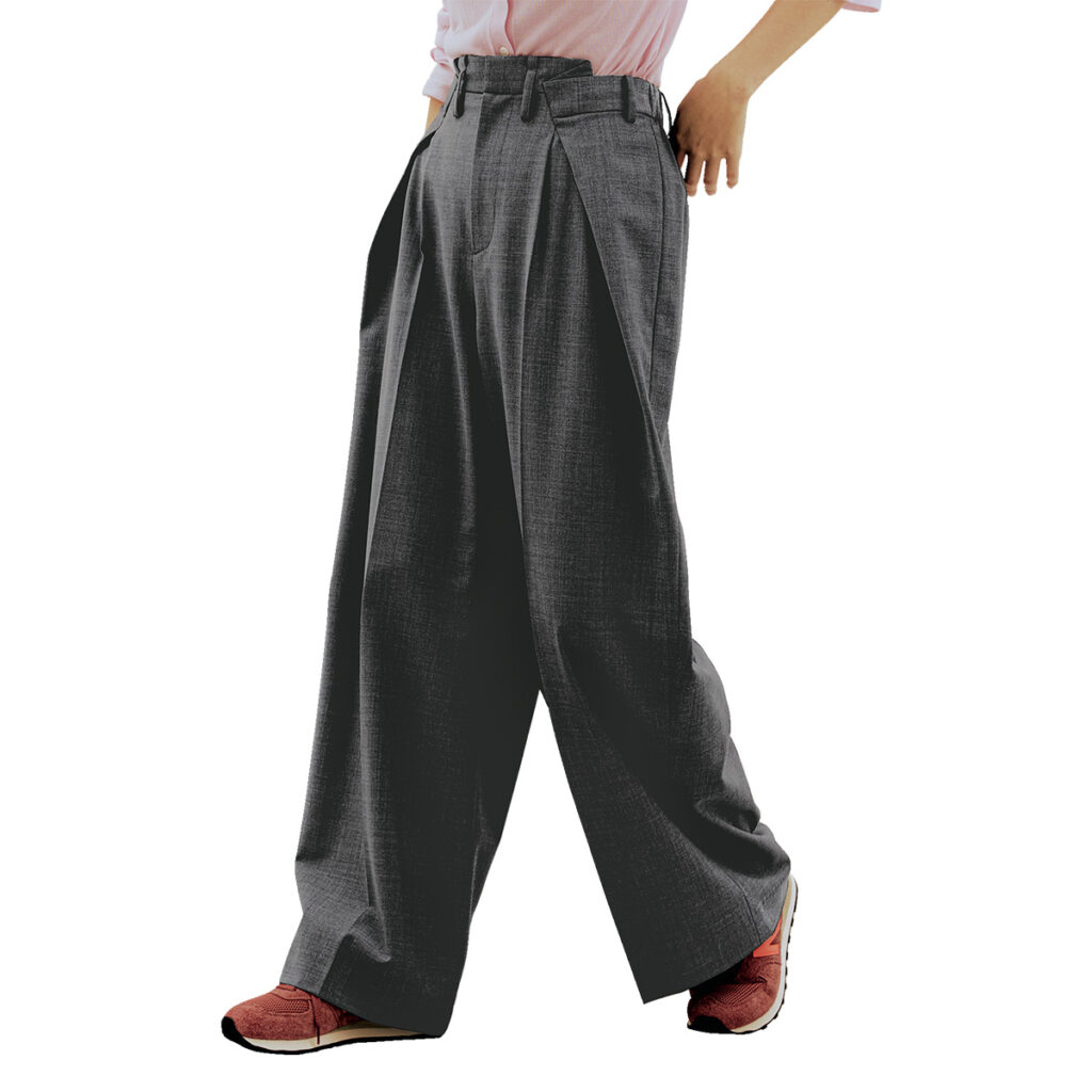 コクーンシルエットのスラックス