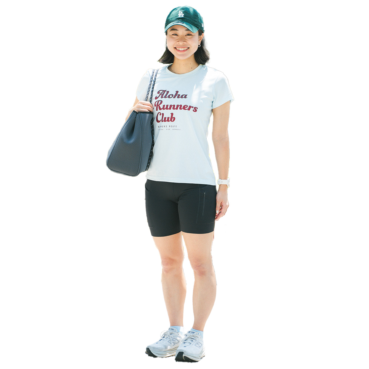 参加者のロゴTにハーフレギンスコーデ