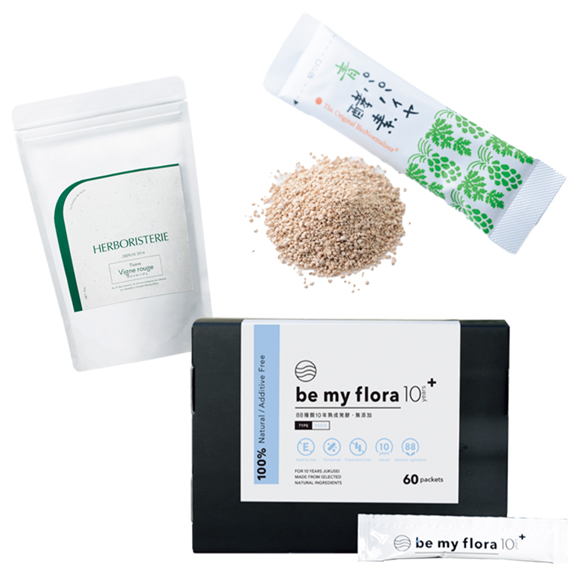 青パパイヤ酵素® 顆粒タイプ、be my flora 10年熟成酵素＋、HERBORISTERIE ティザンヌ ヴァンルージュ 