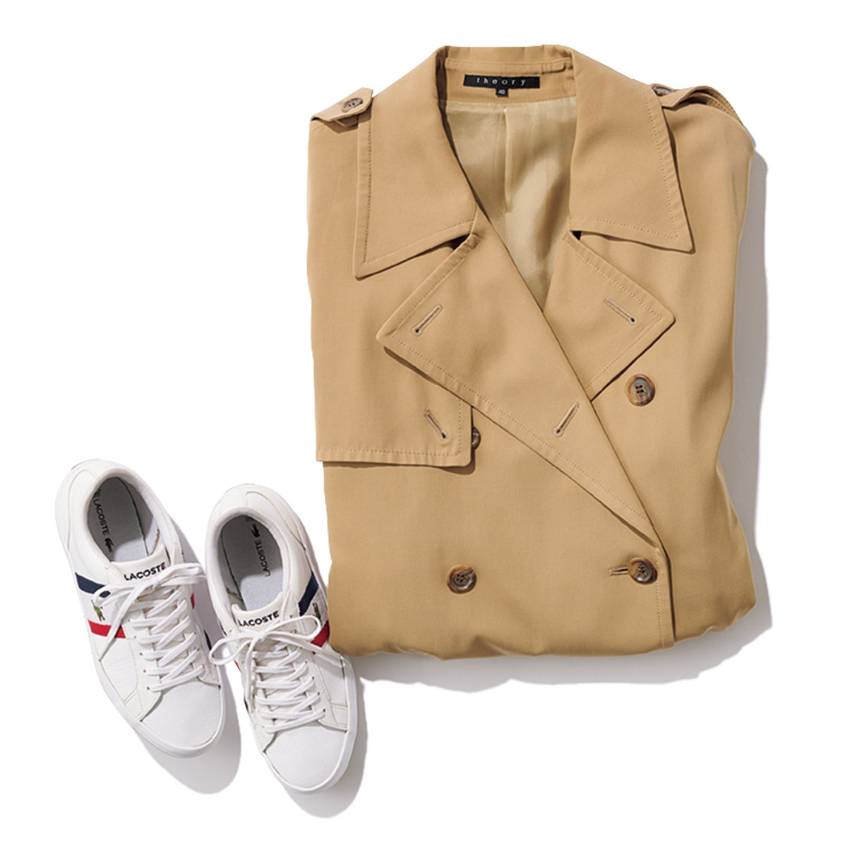 LACOSTEのルロンドプロトライ × Theoryのトレンチコート